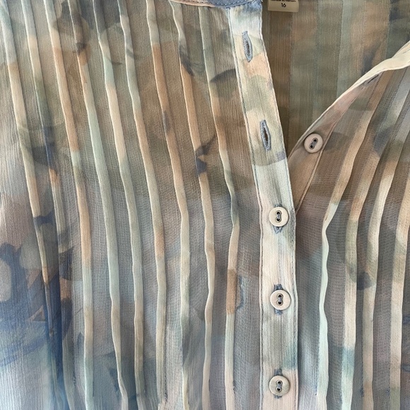 Calvin Klein Size 16 Flutter Cap Sleeve A Line Midi Lined Dress Floral V Neck - Picture 6 of 10